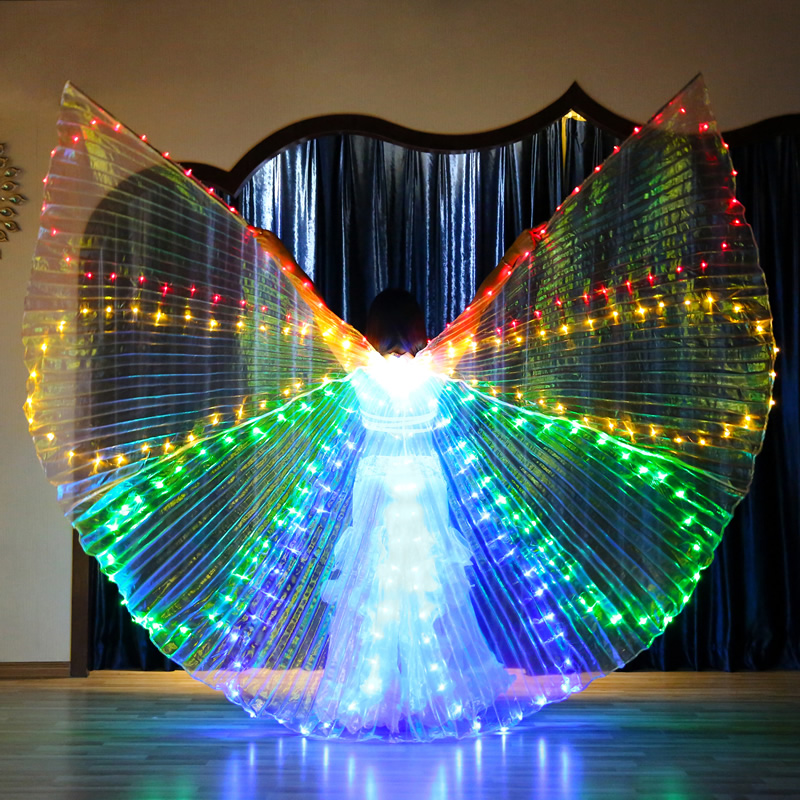 Led Light Up Belly Dance Capes Isis Wing With Stick